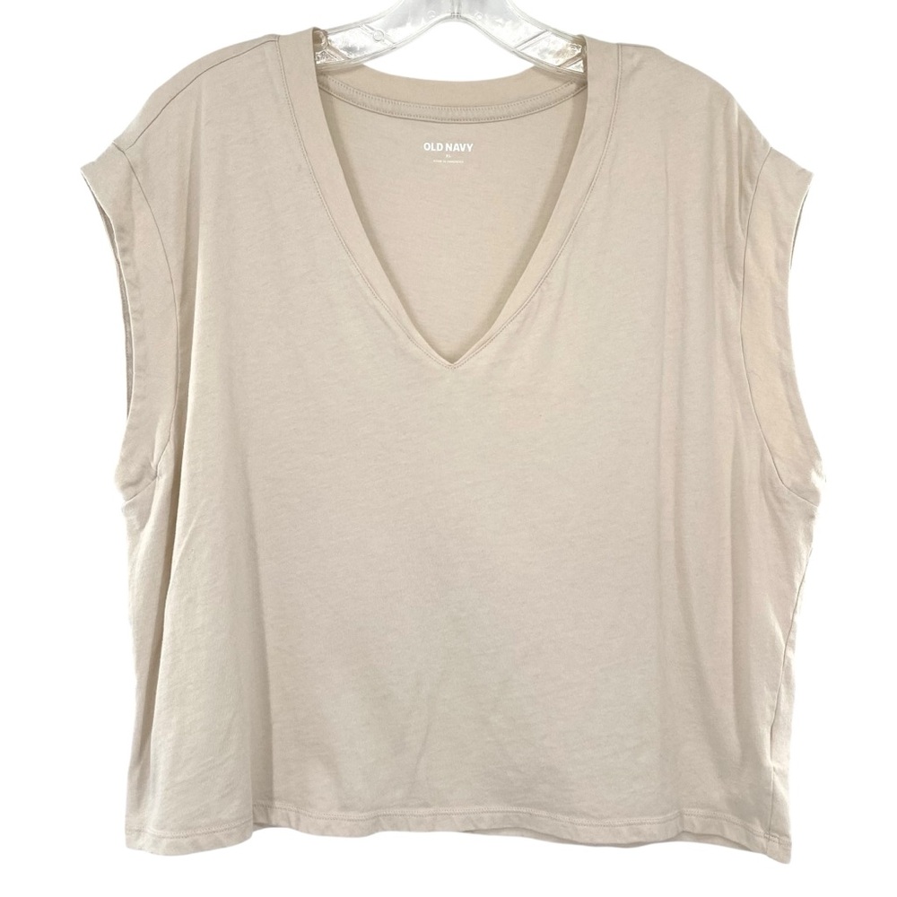 Old Navy Women’s V Neck Sleeveless Boxy Cotton Top Cream Size XL